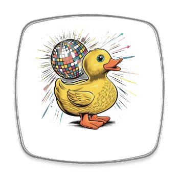 Canard en caoutchouc canard Animal oiseau Disco ball Party - Magnet carré - blanc - Devant