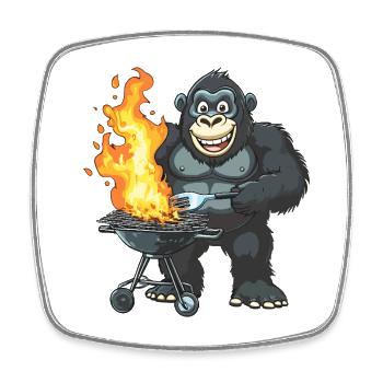 Grillades Grilla Griller Gorilla BBQ Drôle Drôle Drôle - Magnet carré - blanc - Devant