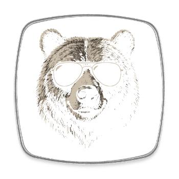 Ours Illustration Lunettes de soleil Cool Vintage - Magnet carré - blanc - Devant