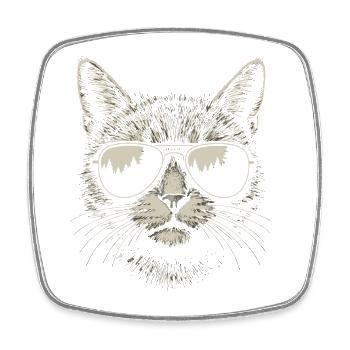 Lunettes de soleil chat Cool Animals Illustration - Magnet carré - blanc - Devant