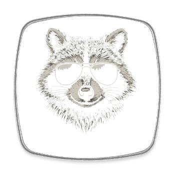 Cool Raccoon Illustration Sunglasses Animal - Square fridge magnet - white - Front