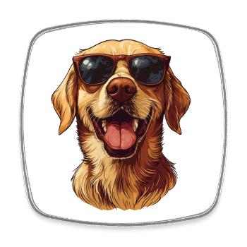 Golden Retriever Sunglasses Happy Cute Dog Animal - Square fridge magnet - white - Front