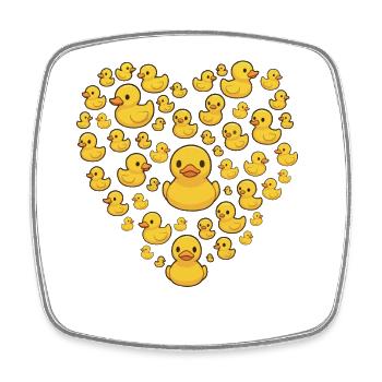 Canards en caoutchouc jaune coeur forme mignon canard amant - Magnet carré - blanc - Devant