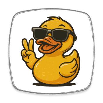 Coole Gummiente Sonnenbrille Peace Zeichen Ente Liebhaber - Viereckiger Kühlschrankmagnet - Weiß - Vorne