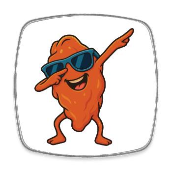 Lustige coole Dabbing Chicken Wing Cartoon Sonnenbrille - Viereckiger Kühlschrankmagnet - Weiß - Vorne