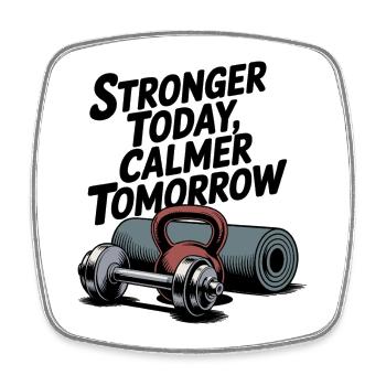 Stronger Today, Calmer Tomorrow – Fit & Zen - Viereckiger Kühlschrankmagnet - Weiß - Vorne