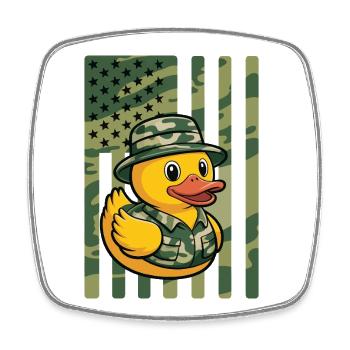 Niedliche Gummiente Armee Veteran Camouflage Militär - Viereckiger Kühlschrankmagnet - Weiß - Vorne