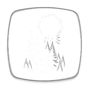 Howling Wolf Animal Full Moon Pine Trees Forest - Square fridge magnet - white - Front