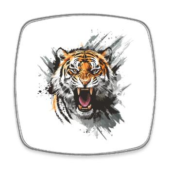 Tiger Head Predator Nature Wilderness Splash - Square fridge magnet - white - Front