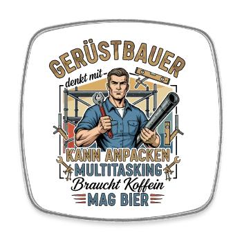 The Scaffolding Builder - Square fridge magnet - white - Front