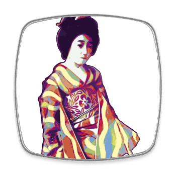 Geisha pop art portrait - Square fridge magnet - white - Front