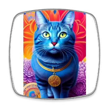 Charmant chat domestique à poil court - Magnet carré - blanc - Devant