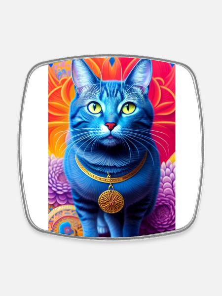 Lovely domestic short haired cat - Square fridge magnet - white
