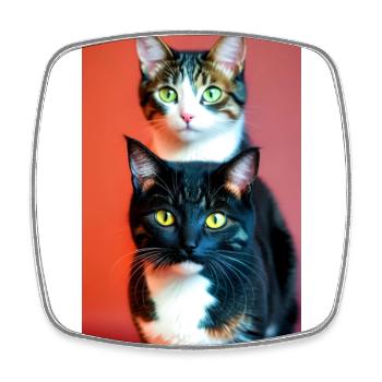 Chats domestiques à poil court - Magnet carré - blanc - Devant