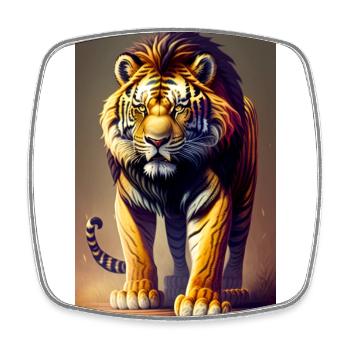 Tiger Lion mix - Square fridge magnet - white - Front