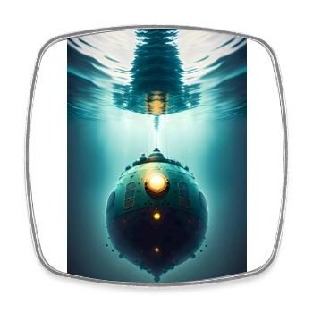 TitanIc Submarine - Square fridge magnet - white - Front