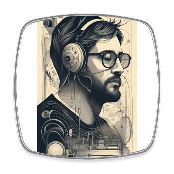 Music Man Poster - Square fridge magnet - white - Front