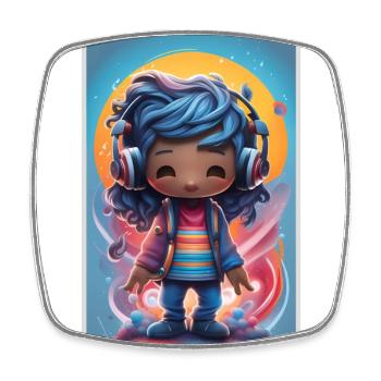 Headphone Music Poster - Square fridge magnet - white - Front