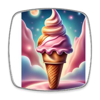 Cône de fraise - Magnet carré - blanc - Devant