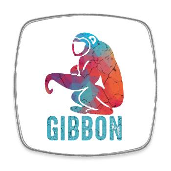 Gibbon Affe - Viereckiger Kühlschrankmagnet - Weiß - Vorne