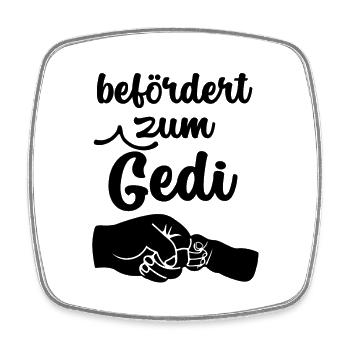 Befördert zum Gedi Patenonkel Österreich Taufpate - Viereckiger Kühlschrankmagnet - Weiß - Vorne