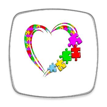 Autisme Covenant Coeur Parents heureux Frères et sœurs - Magnet carré - blanc - Devant