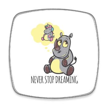 Rhinoceros dreams of the unicorn never give up - Square fridge magnet - white - Front
