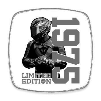 LIMITED EDITION 1975 MOTORCYCLE 51ST BIRTHDAY - Square fridge magnet - white - Front