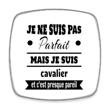 Cadeau pas parfait mais cavalier cheval - Magnet carré - blanc - Devant