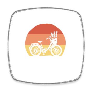 Damenfahrrad mit Blumen im Sonnenuntergang - Viereckiger Kühlschrankmagnet - Weiß - Vorne
