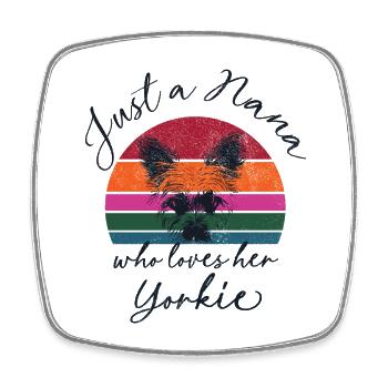 Just a Nana who loves her Yorkie - retro sunset - Viereckiger Kühlschrankmagnet - Weiß - Vorne