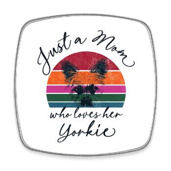 Just a Mom who loves her Yorkie - retro sunset - Viereckiger Kühlschrankmagnet - Weiß - Vorne