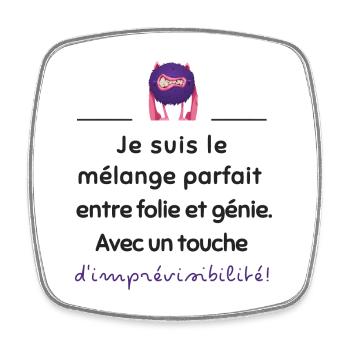 Mélange parfait entre folie et génie | Idée cadeau - Magnet carré - blanc - Devant