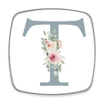 T| Monogram | Eucalyptus Pastel Flower Blue - Square fridge magnet - white - Front