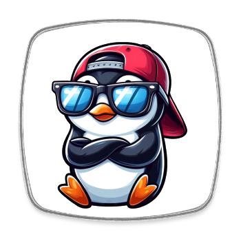 Cooler Pinguin mit Sonnenbrille Cartoon 1 - Viereckiger Kühlschrankmagnet - Weiß - Vorne