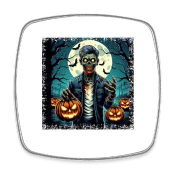 Halloween Zombie Kürbis Horror Grunge - Viereckiger Kühlschrankmagnet - Weiß - Vorne