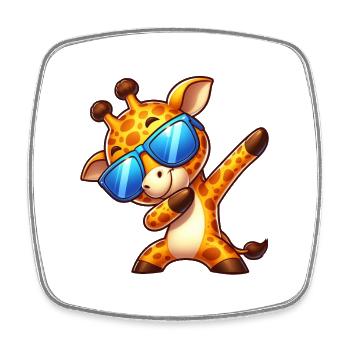 Giraffe Dab Cool Lustiges Design - Viereckiger Kühlschrankmagnet - Weiß - Vorne