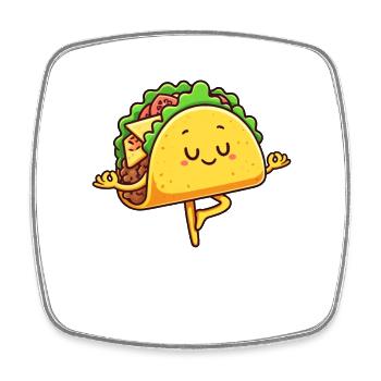 Taco Mexican Fast Food Yoga Meditation Equate - Square fridge magnet - white - Front