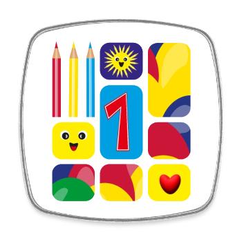 Bunte eins zum Geburtstag oder zur Grundschulzeit. - Viereckiger Kühlschrankmagnet - Weiß - Vorne