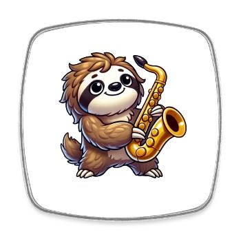Faultier Saxofon Saxofonist Spieler Jazz Musik - Viereckiger Kühlschrankmagnet - Weiß - Vorne