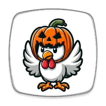 Halloween Kürbis Huhn Helm Herbst Lustig - Viereckiger Kühlschrankmagnet - Weiß - Vorne