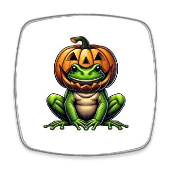 Cute Halloween Frog Pumpkin Cartoon - Square fridge magnet - white - Front