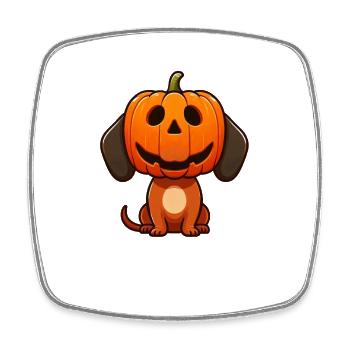 Süßer Dackel Hund Kürbis Halloween Cartoon - Viereckiger Kühlschrankmagnet - Weiß - Vorne
