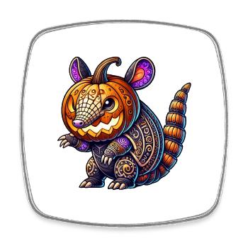 Funny Pumpkin Armadillo Halloween Pumpkin Head - Square fridge magnet - white - Front