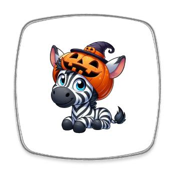 Cute Halloween Zebra Pumpkin Cartoon - Square fridge magnet - white - Front