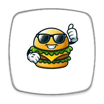 Cool Burger Lunettes de soleil Fast Food Pouces vers le haut - Magnet carré - blanc - Devant
