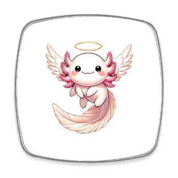 Axolotl Angel Flying with Joy Halo - Square fridge magnet - white - Front