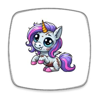 Halloween Einhorn Zombie Gruseliges Fantasy - Viereckiger Kühlschrankmagnet - Weiß - Vorne