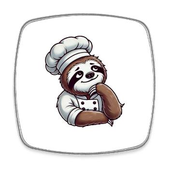 paresseux mignon en tant que chef cuisinier - Magnet carré - blanc - Devant