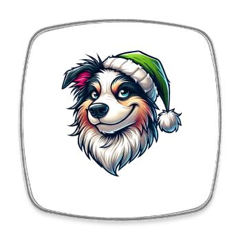 Australian Shepherd Christmas mischievous - Square fridge magnet - white - Front